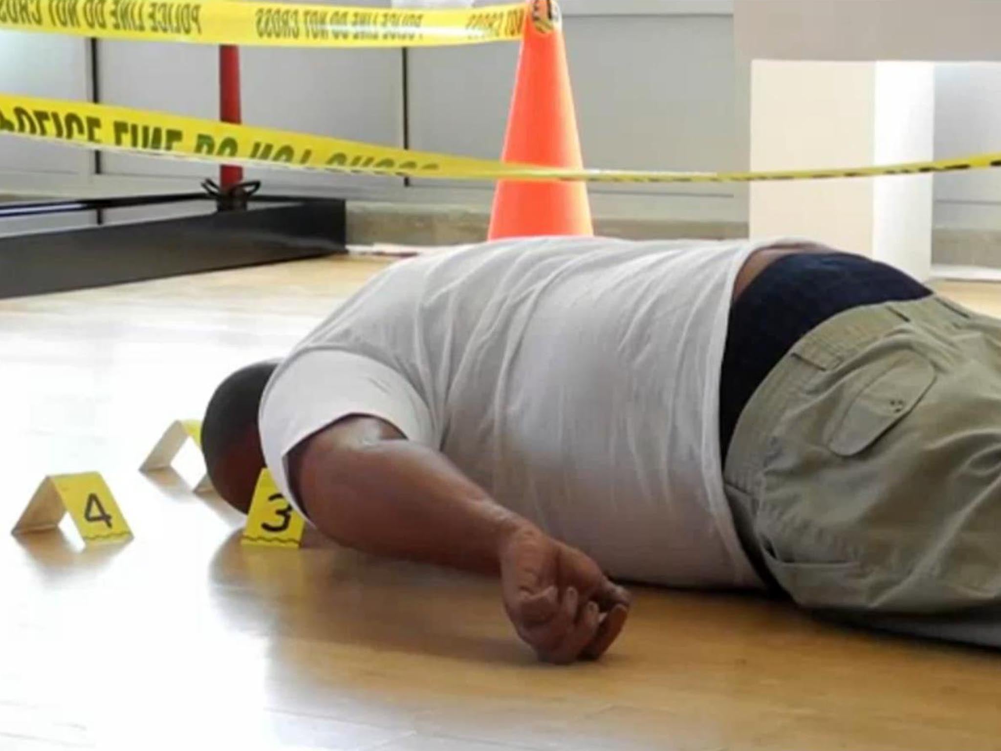 Ti-Rock Moore's reconstruction of Michael Brown's corpse on show at Chicago's Gallery Guichard