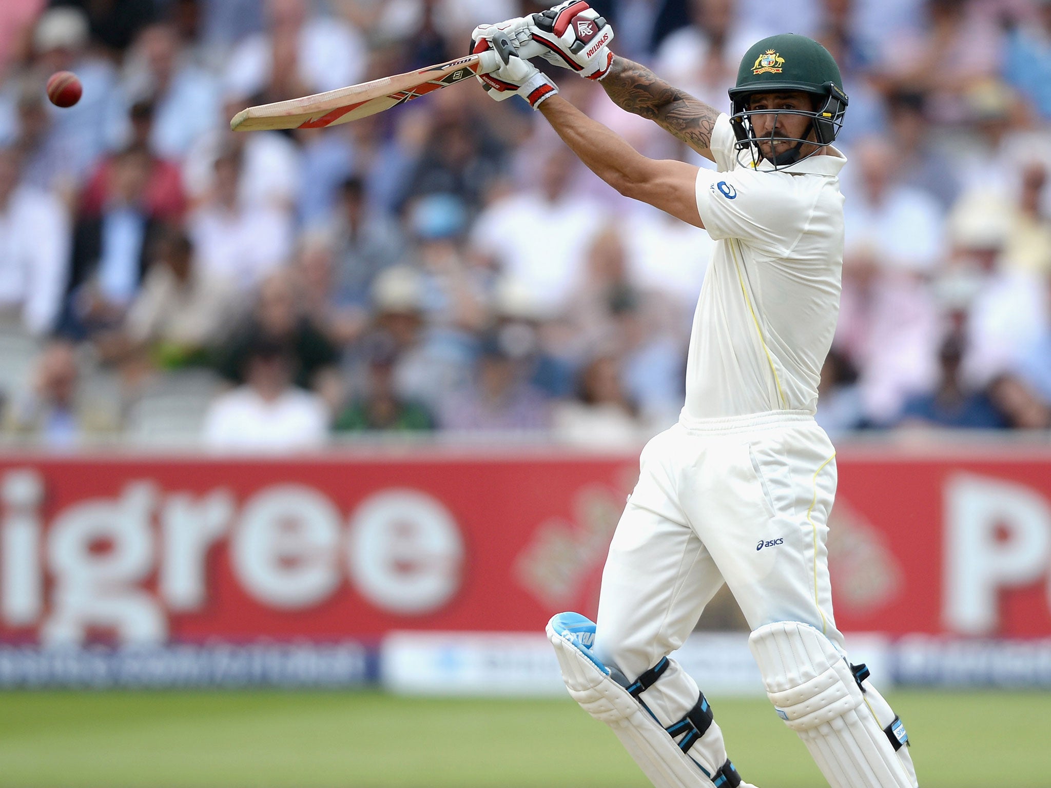 Mitchell Johnson was the last man out before the declaration for 566-8
