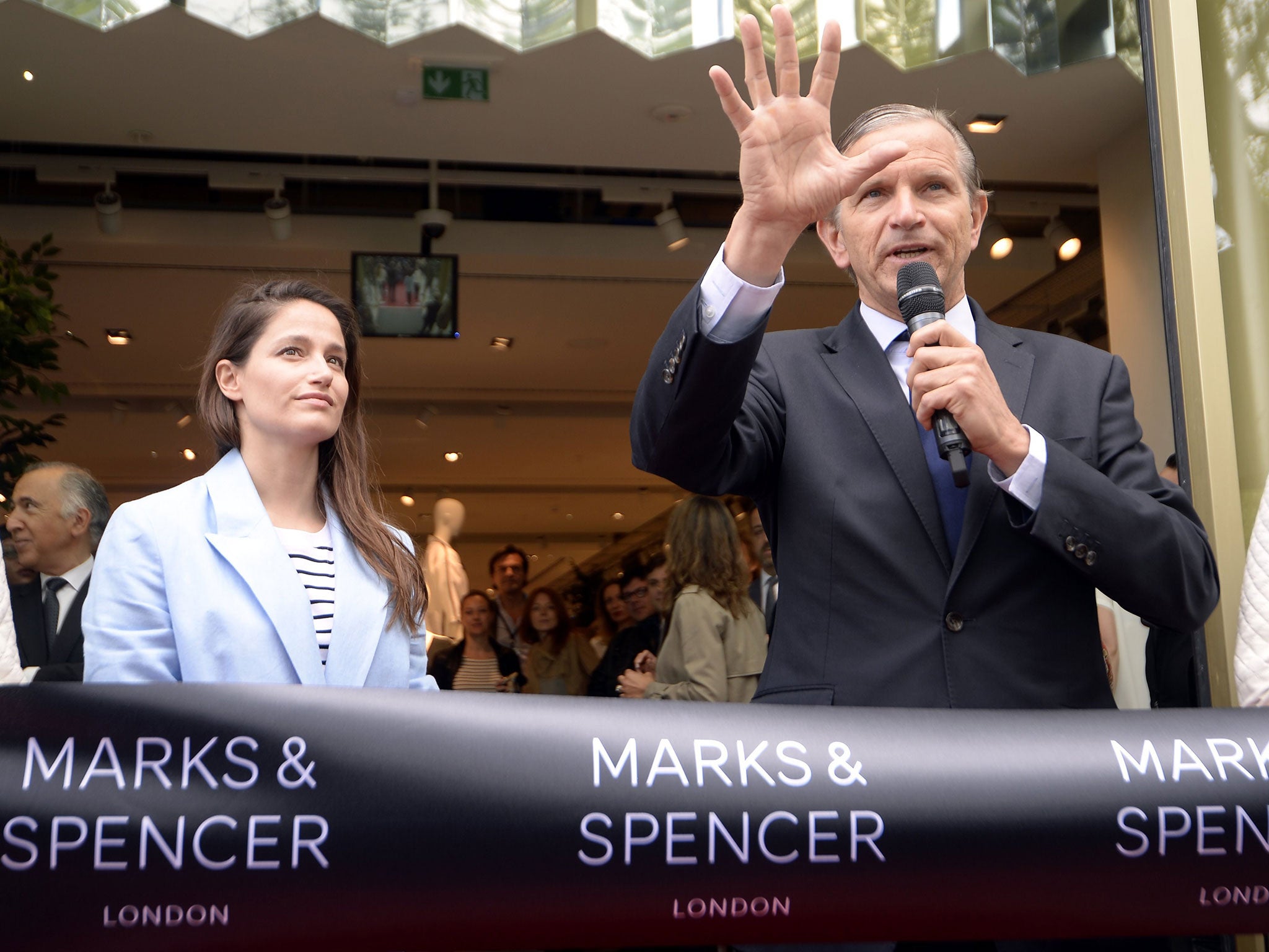 Marc Bolland, the CEO of Marks and Spencer Group plc., delivers a speech at the opening of a Marks &amp; Spencer store in Brussels