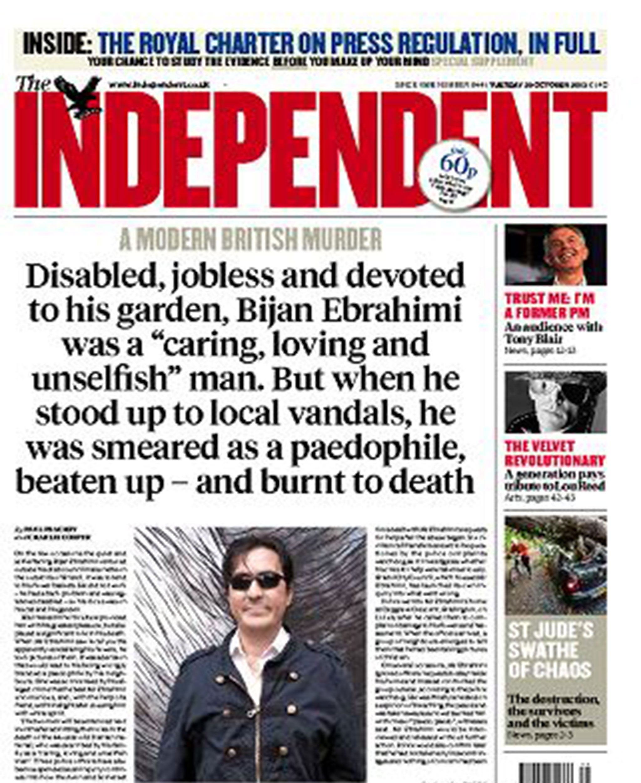 The Independent from 29 October 2013 reporting his murder