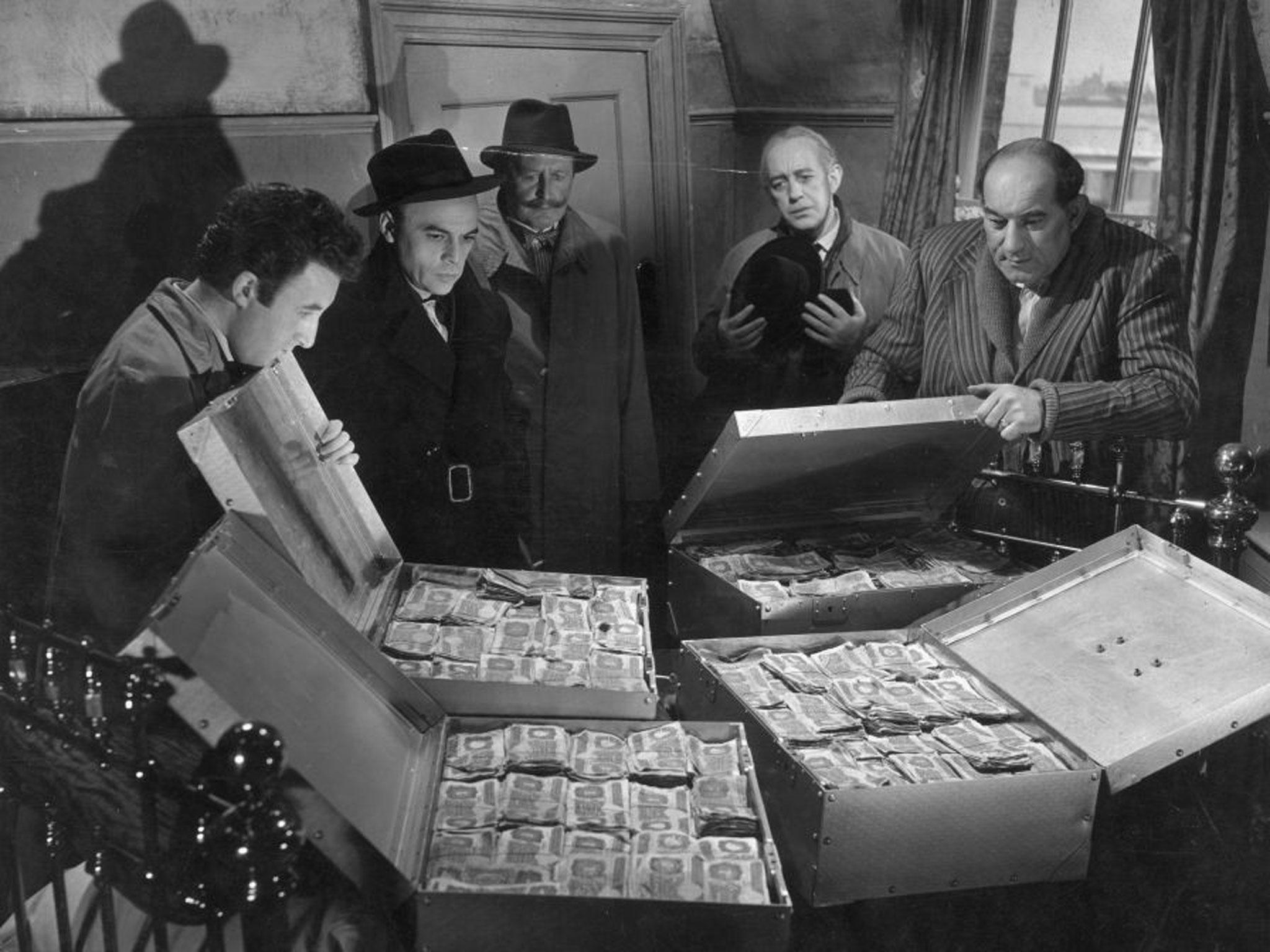 The crooks, like these in the 1955 film The Ladykillers, are waiting in the shadows as people cash in their savings