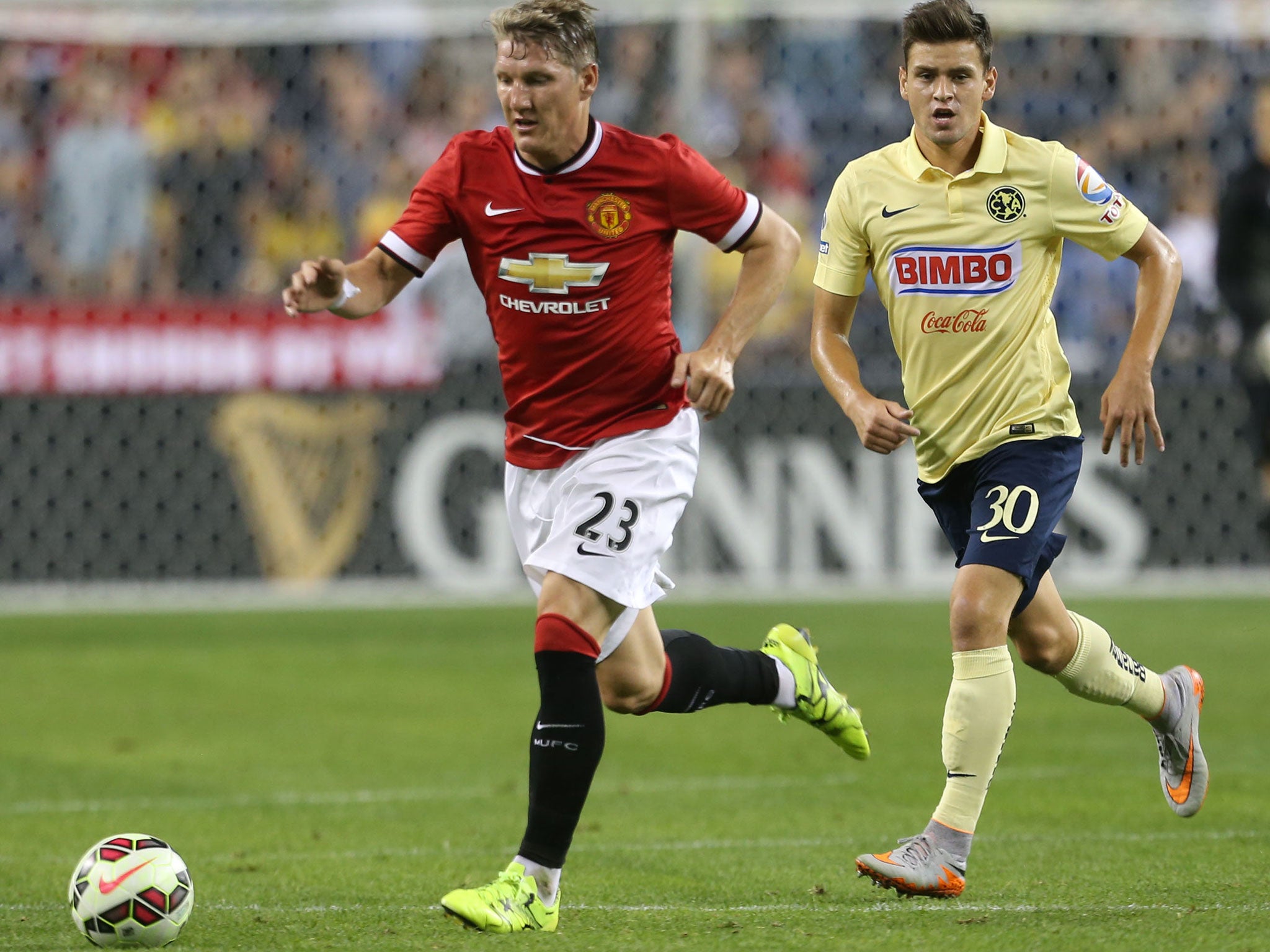 Bastian Schweinsteiger gets his first run out for Manchester United