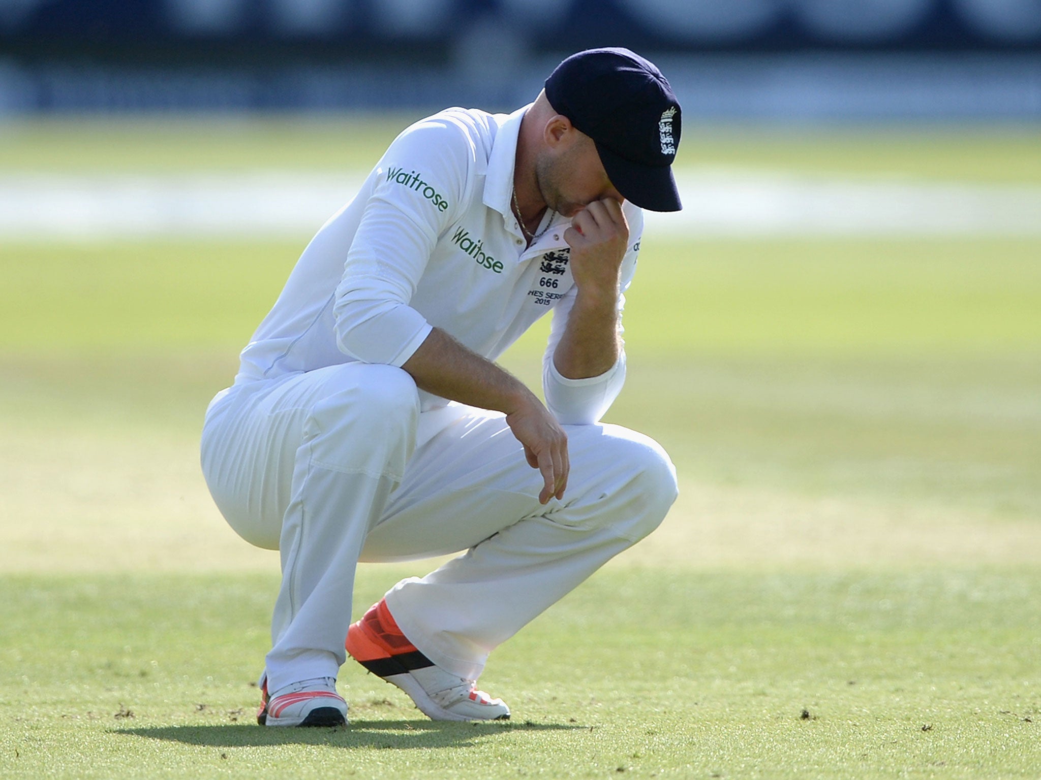 Adam Lyth reacts after dropping David Warner on 60