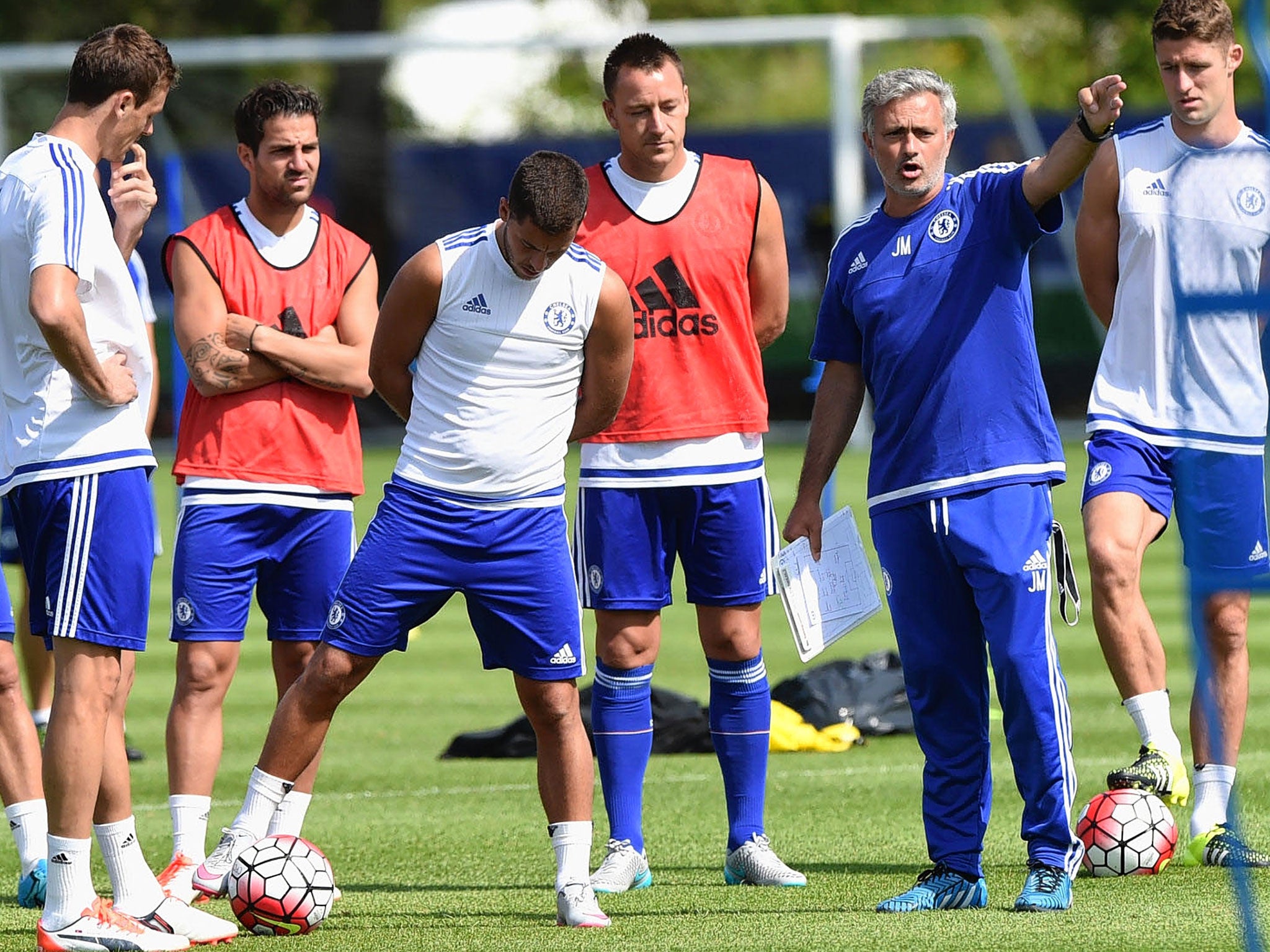 Jose Mourinho takes a training session at Chelsea’s base in Montreal