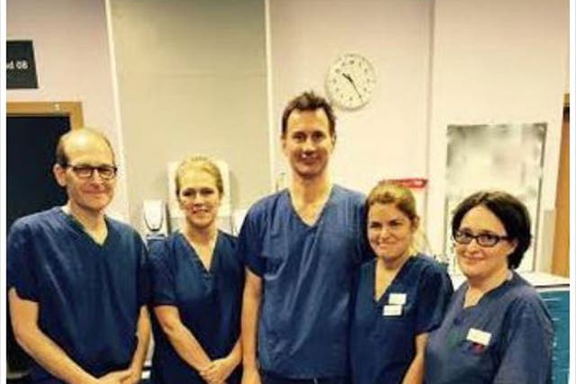The offending photo (patient details have been blurred out) appeared on Jeremy Hunt's Twitter feed