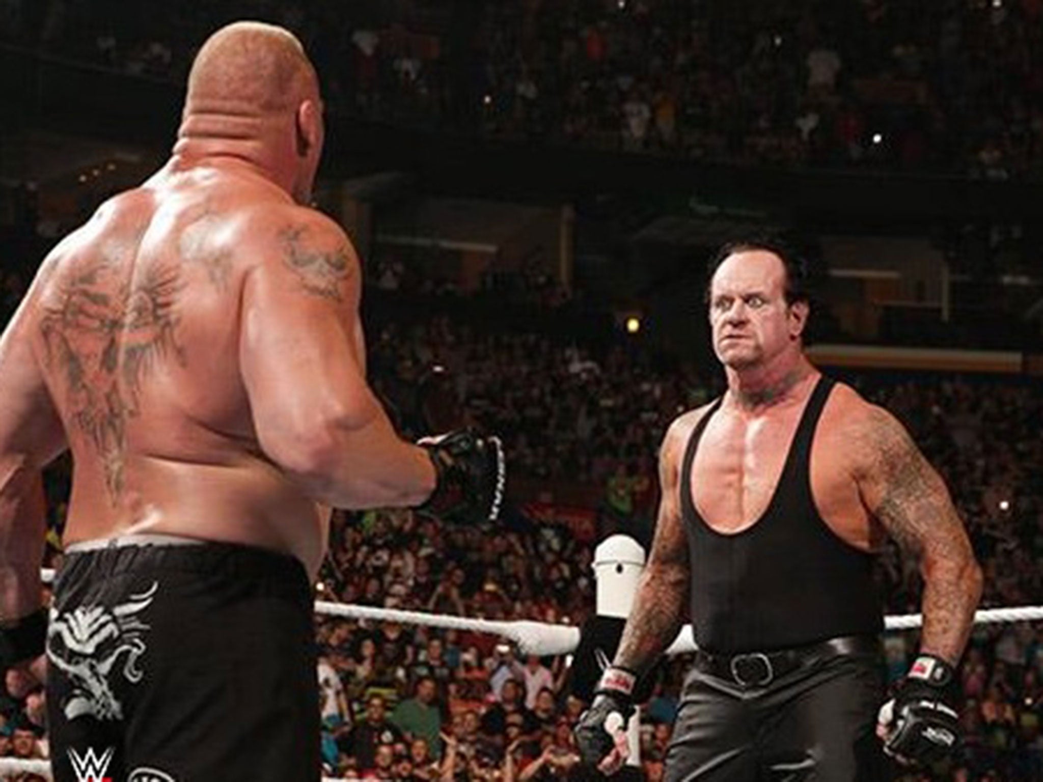 The Undertaker stares down Brock Lesnar
