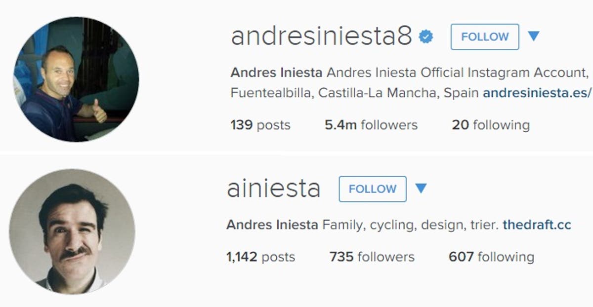 How some poor guy called Andres Iniesta had his Instagram account taken ...