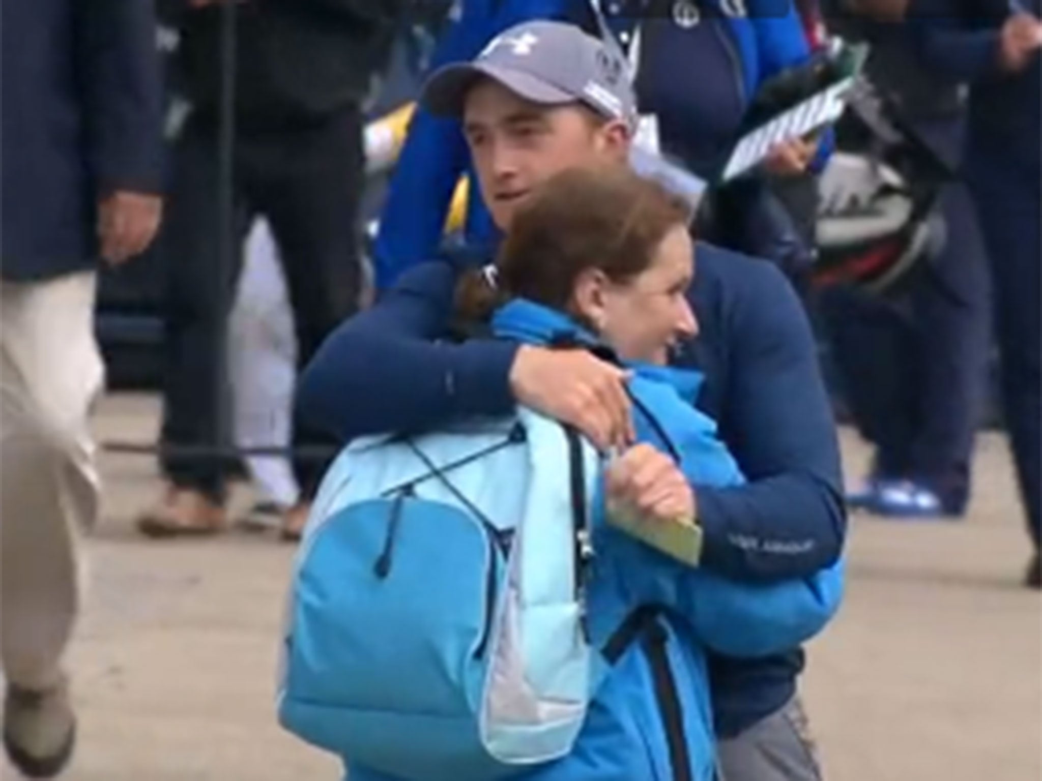 Paul Dunne hugs his mother