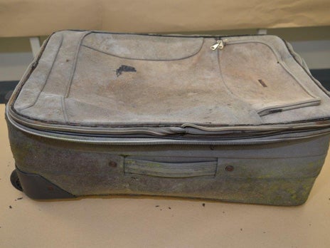 The suitcase that a child's remains were found in on a motorway in New South Wales, Australia