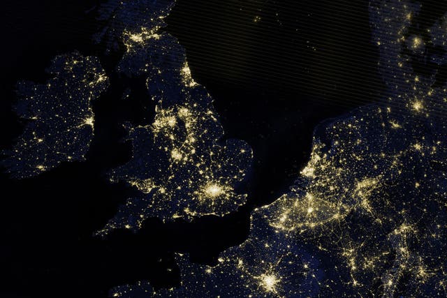 A NASA Earth Observatory image released December 5, 2012 shows Britain, Ireland and part of Western Europe as it appeared on the night of March 27, 2012