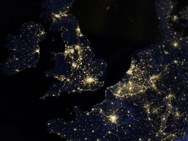 A NASA Earth Observatory image released December 5, 2012 shows Britain, Ireland and part of Western Europe as it appeared on the night of March 27, 2012