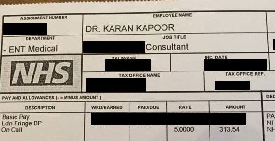 Karan Kapoor revealed exactly how much he earns as an NHS consultant on Facebook