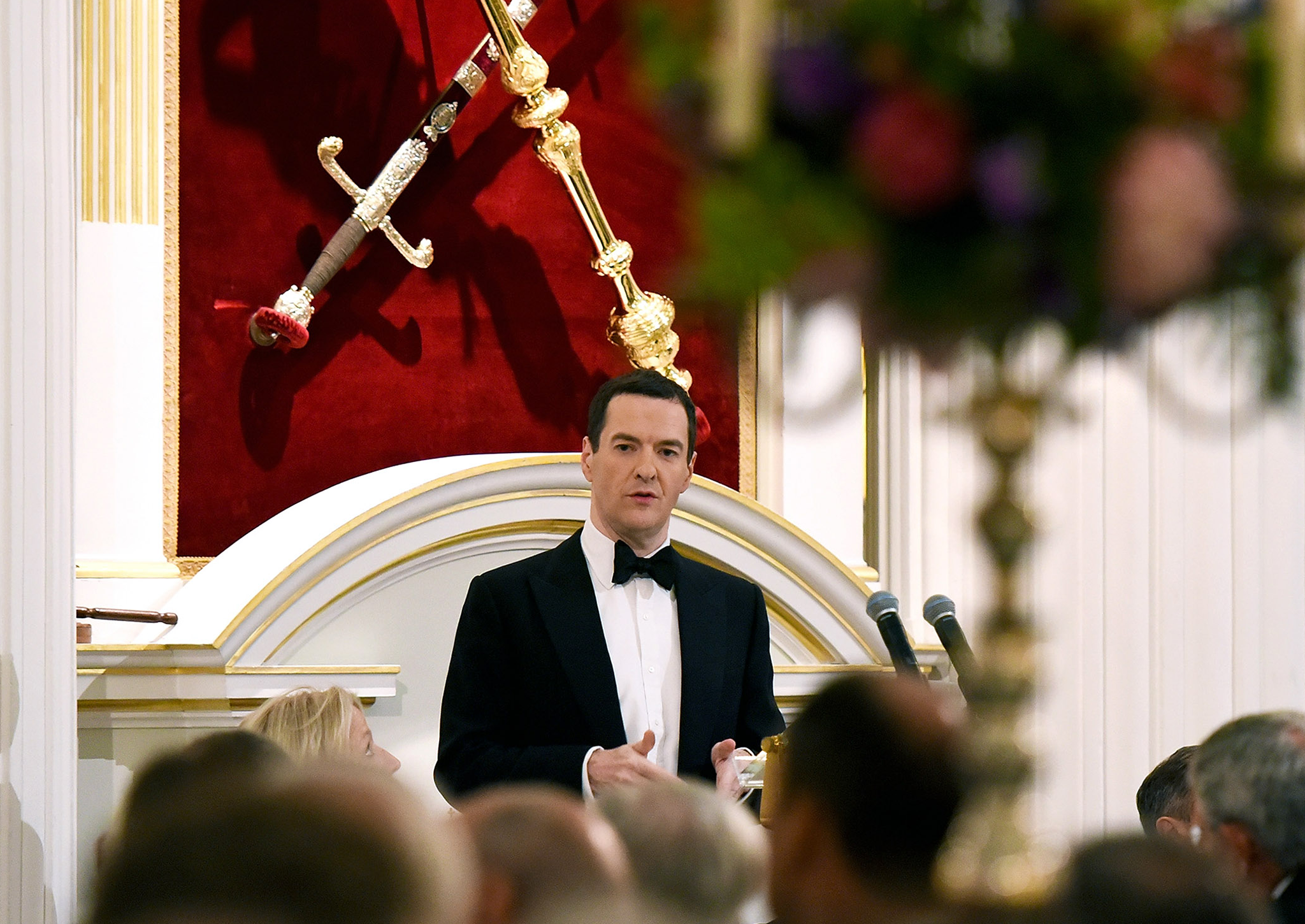 George Osborne gives his keynote speech at the annual 'Lord Mayors Dinner to the Bankers and Merchants of the City of London' at the Mansion House on June 10, 2015