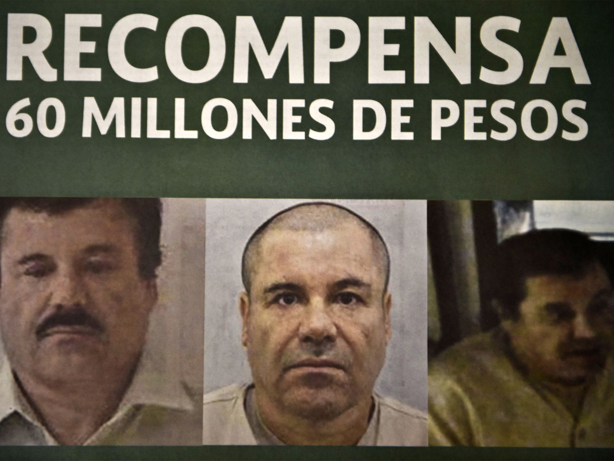 A newspaper notice publicising the bounty for 'El Chapo' (Getty)