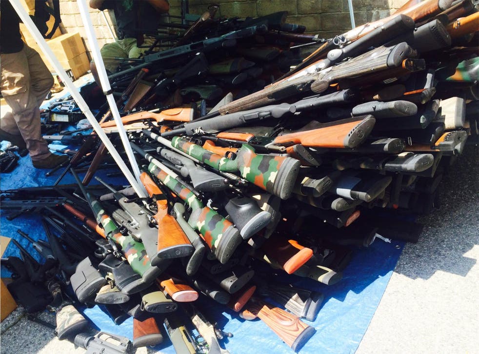 Part of the huge arms cache found by police at the home of ‘Bob Smith’ in Los Angeles