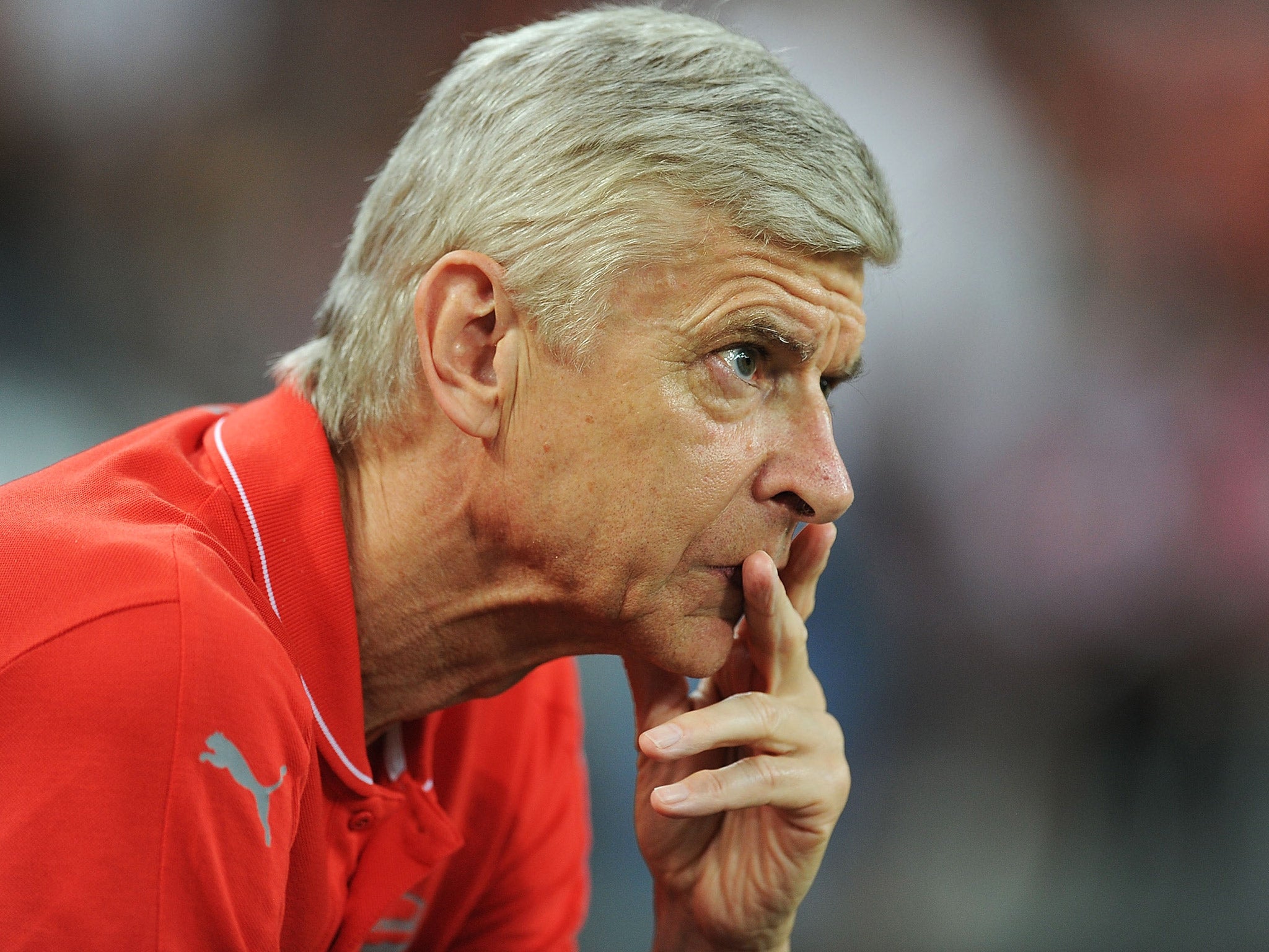 Arsène Wenger looks on during the Barclays Asia Trophy final between Arsenal and Everton in Singapore last Saturday
