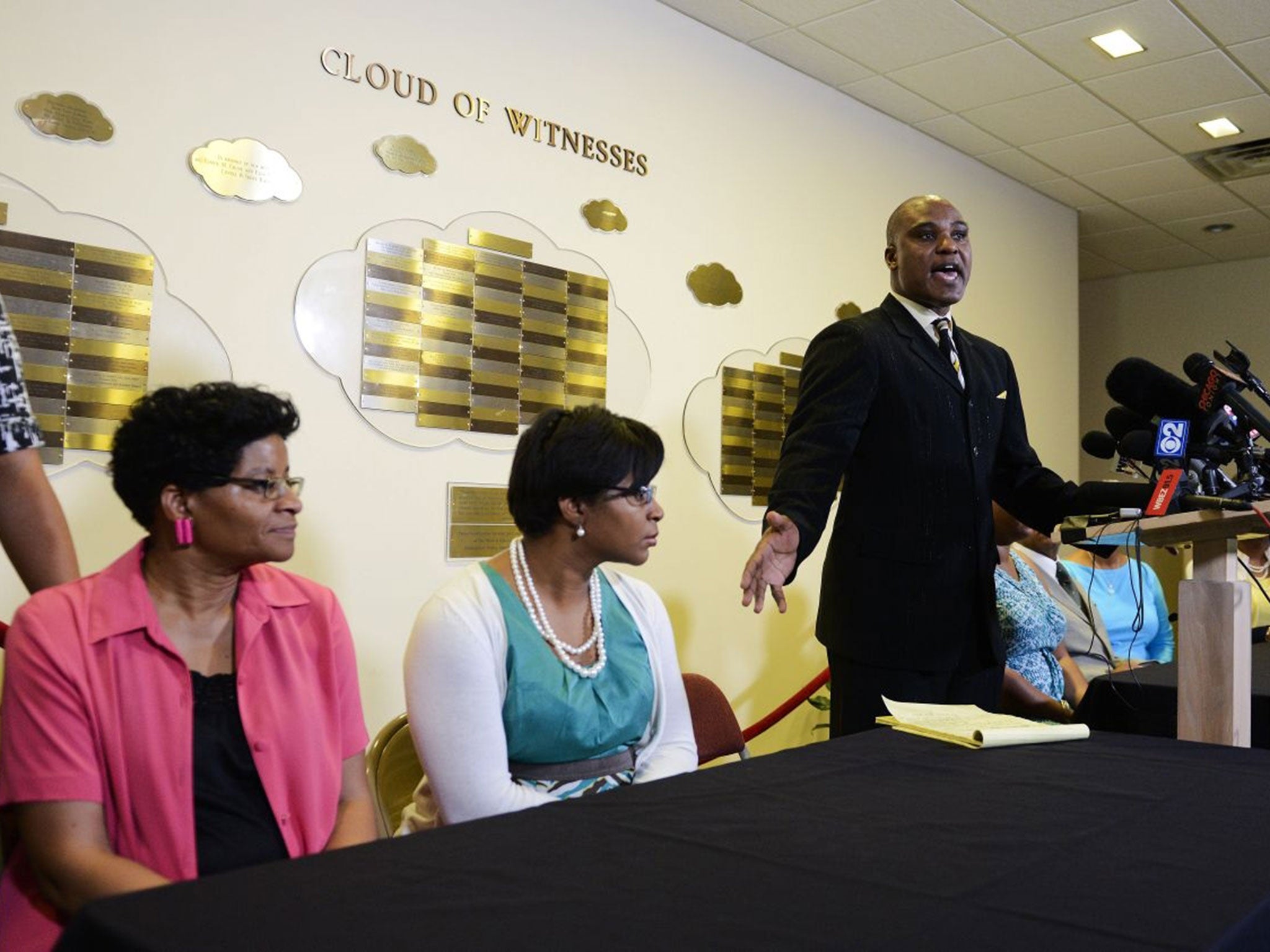 Cannon Lambert Sr. the attorney for the family of Sandra Bland addresses the media during a news conference