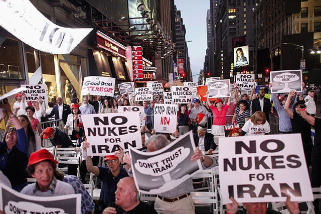 Protesters rallied against the Iran nuclear deal in New York's Times Square