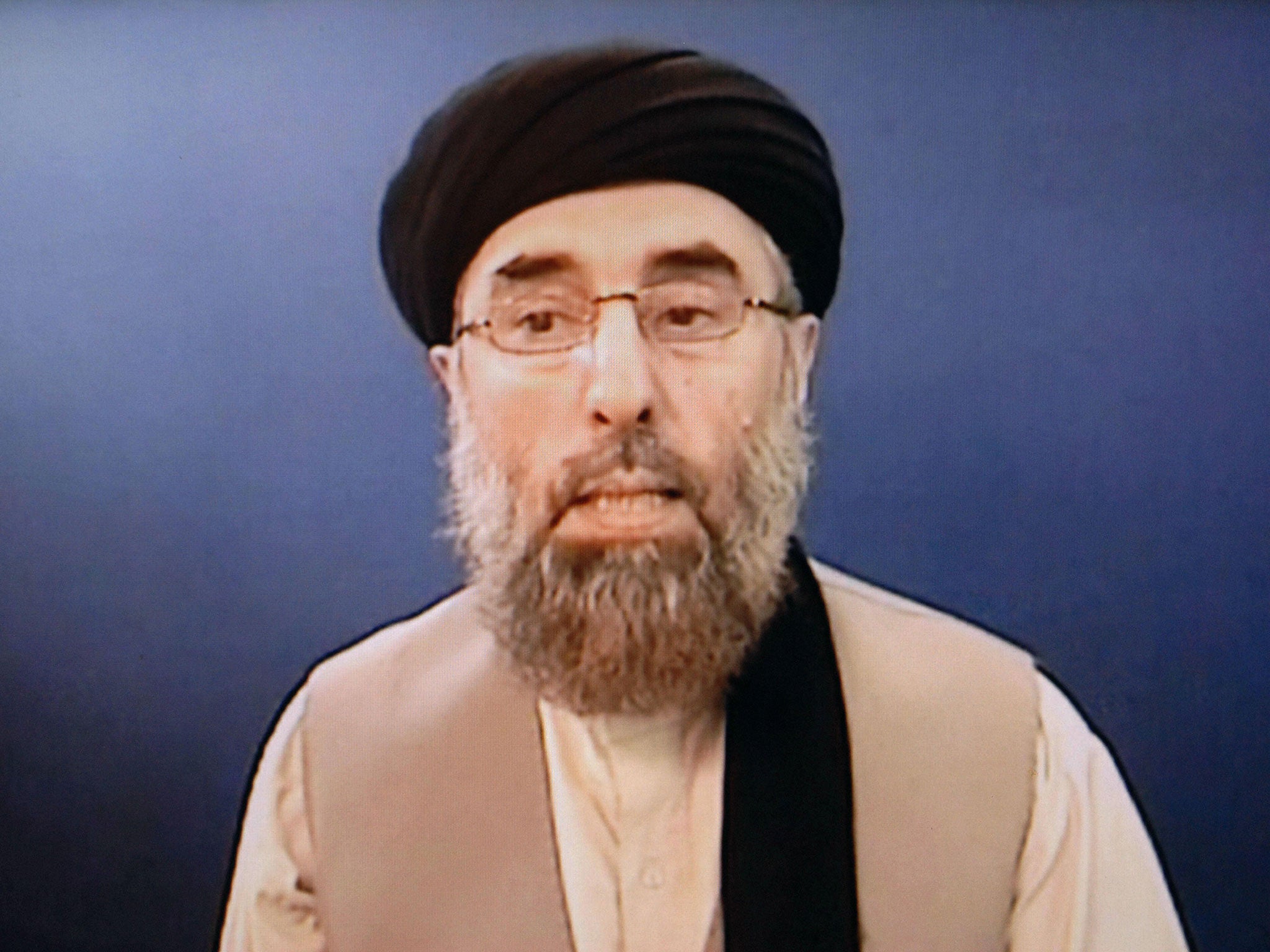 Renegade Afghan warlord Gulbuddin Hekmatyar answers AFP questions at an undisclosed location in Afghanistan