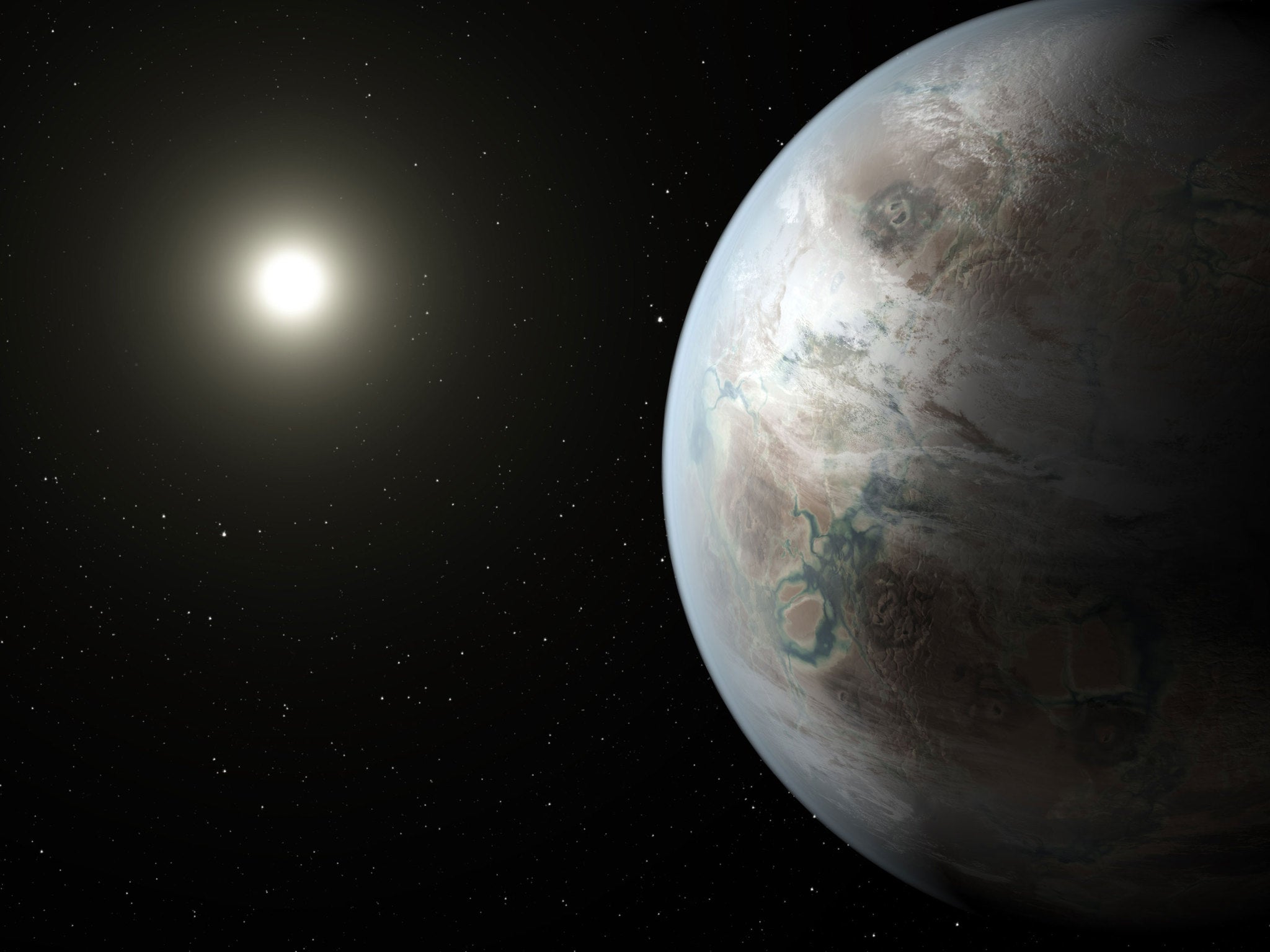 An artist's impression of Kepler 452b, the most Earth-like planet ever discovered