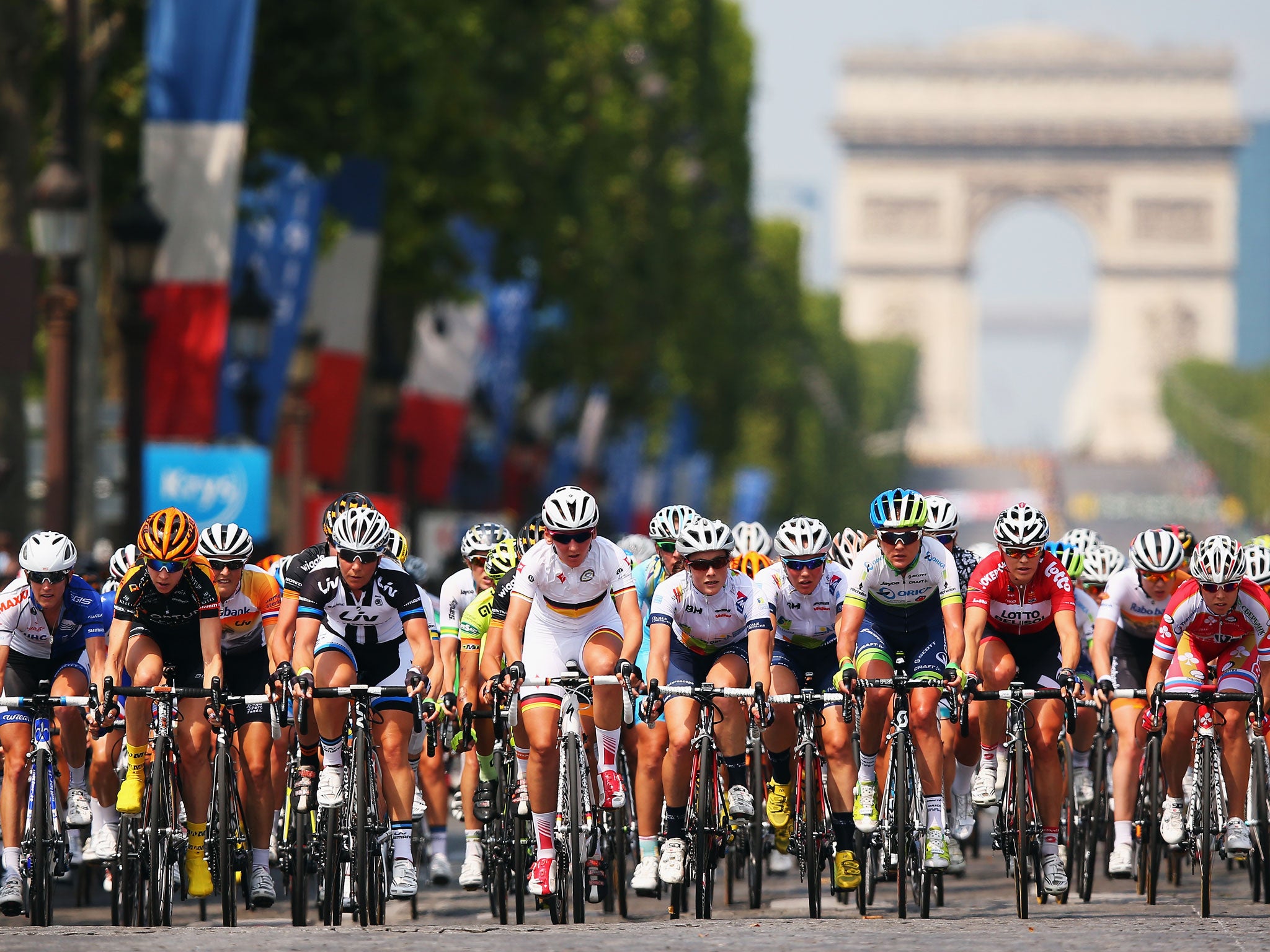 The women's race is a warm-up act before the men ride in to complete their final stage at the Arc de Triomphe (Getty)