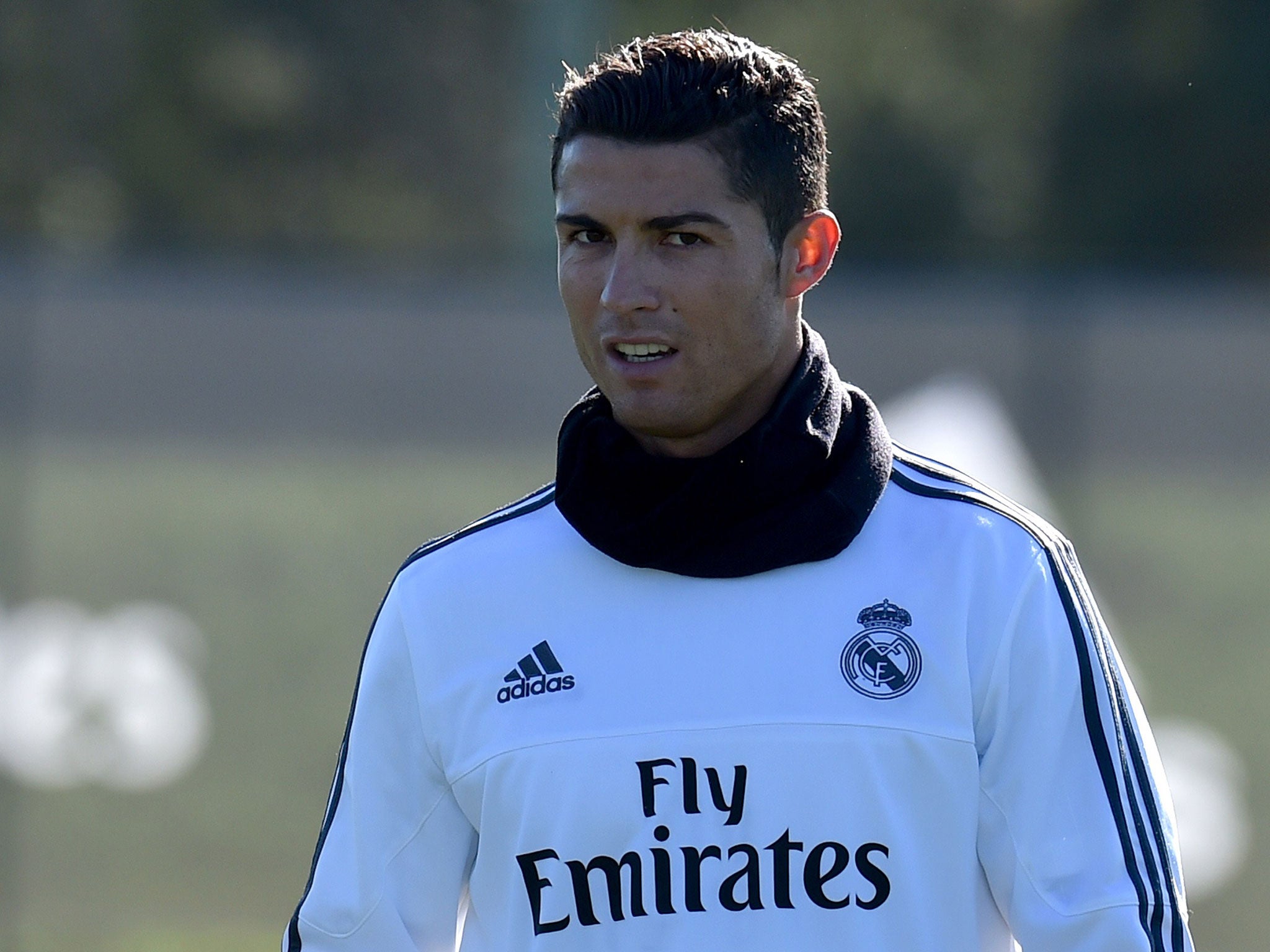 Real Madrid forward Cristiano Ronaldo in training