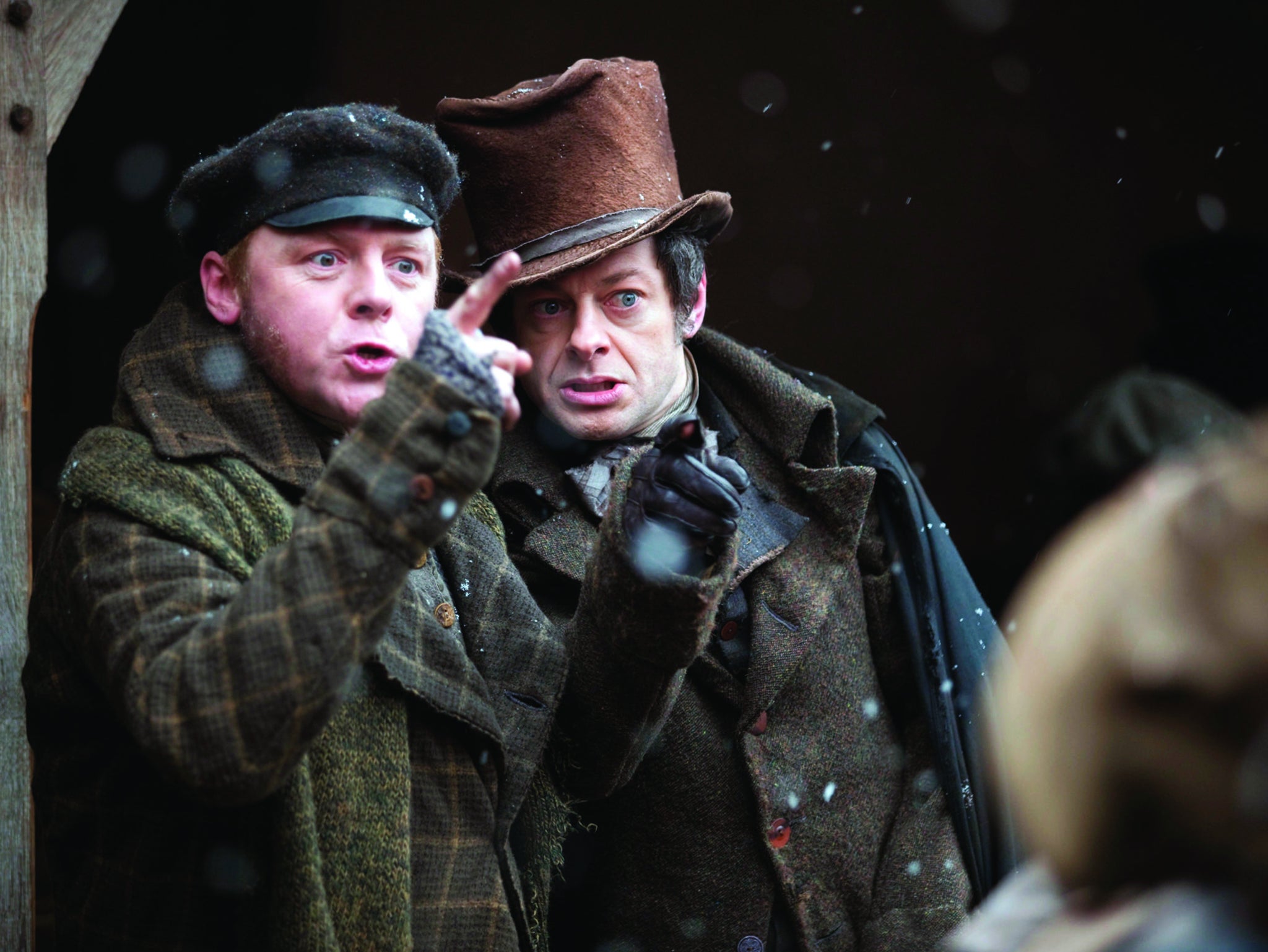 Simon Pegg and Andy Serkis as William Burke and William Hare in Burke &amp; Hare