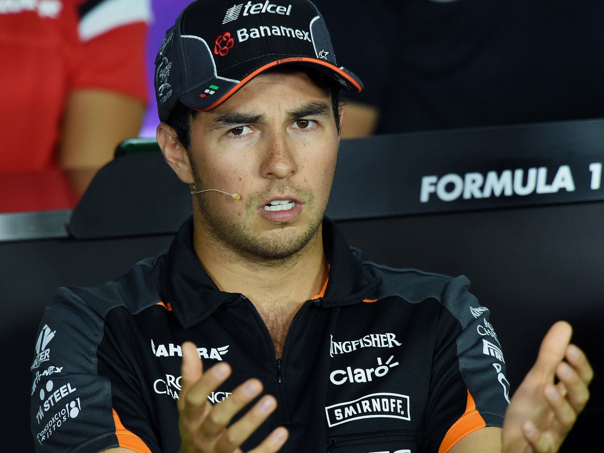 Sergio Perez in Thursday's driver press conference