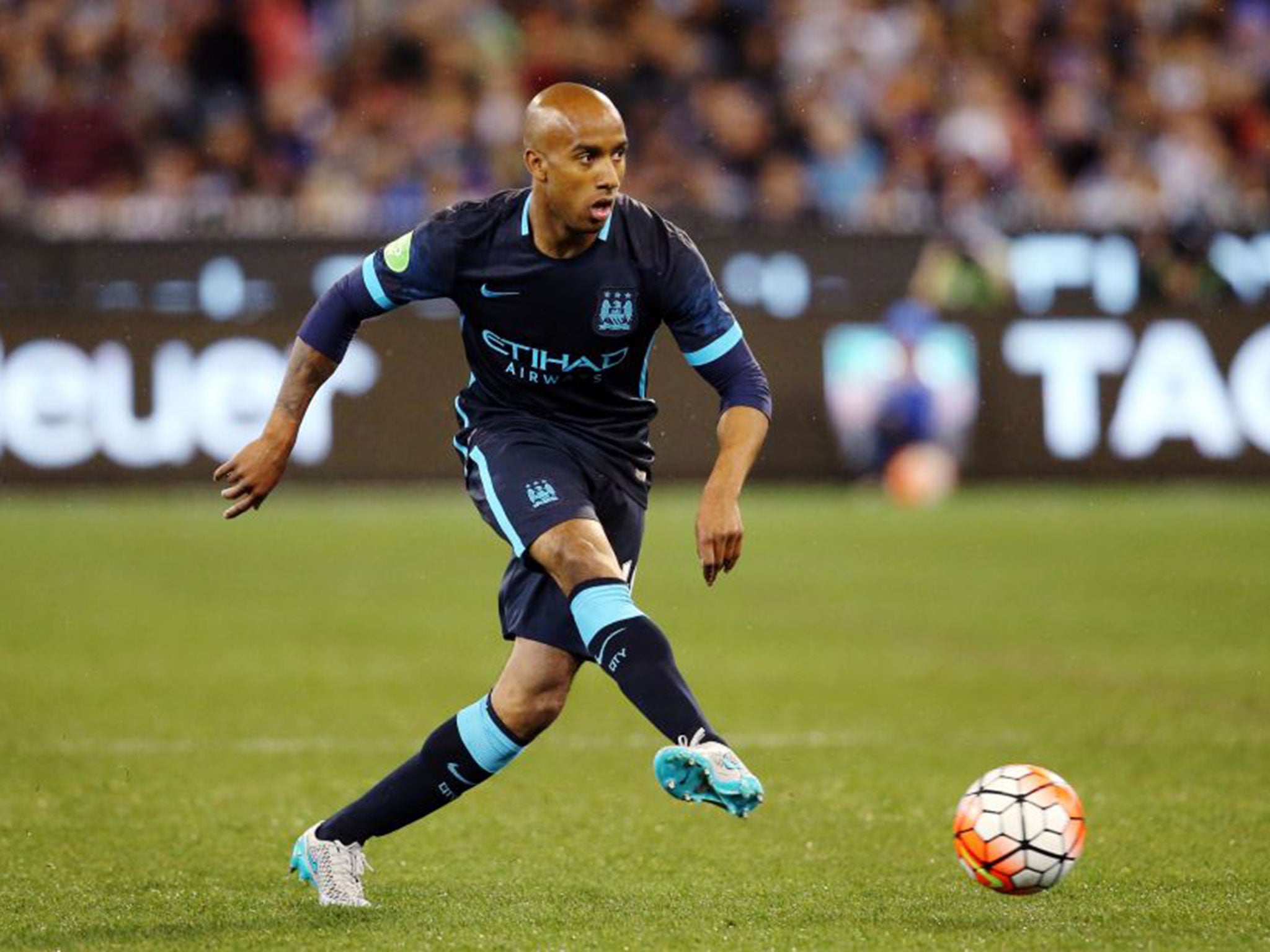 Fabian Delph in action for Manchester City against Real Madrid before he suffered the injury