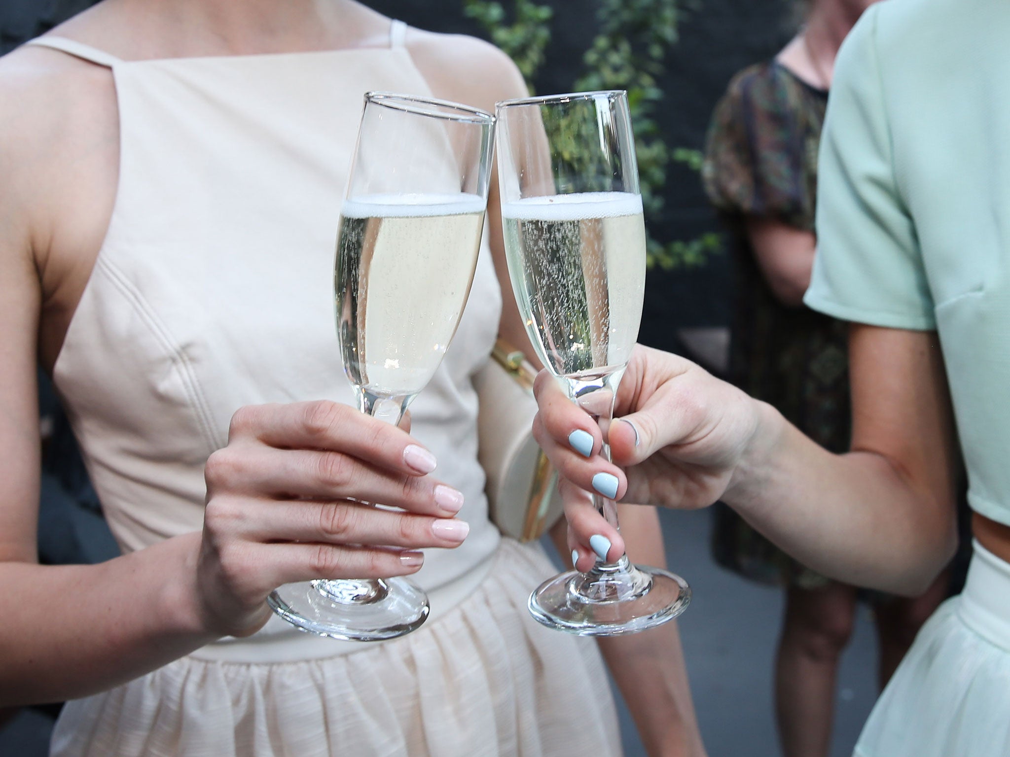 Detail of La Marca Prosecco glasses at the MUSE Exhibition At De Re Gallery on September 18, 2014 in Los Angeles, California