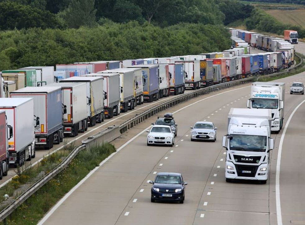 Part of the M20 is still closed for queuing lorries trying to get to France