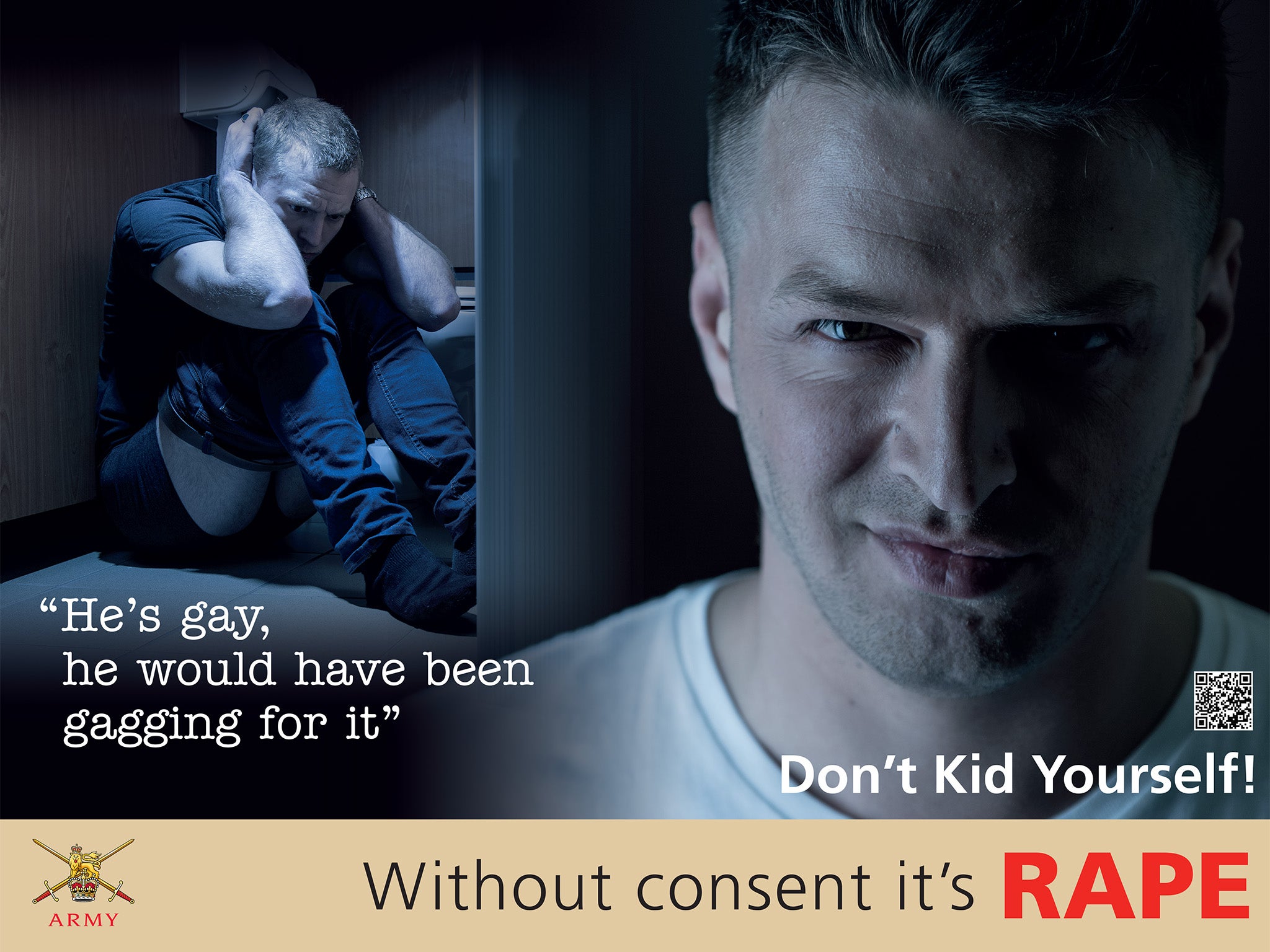 A poster from the MoD's anti-rape campaign