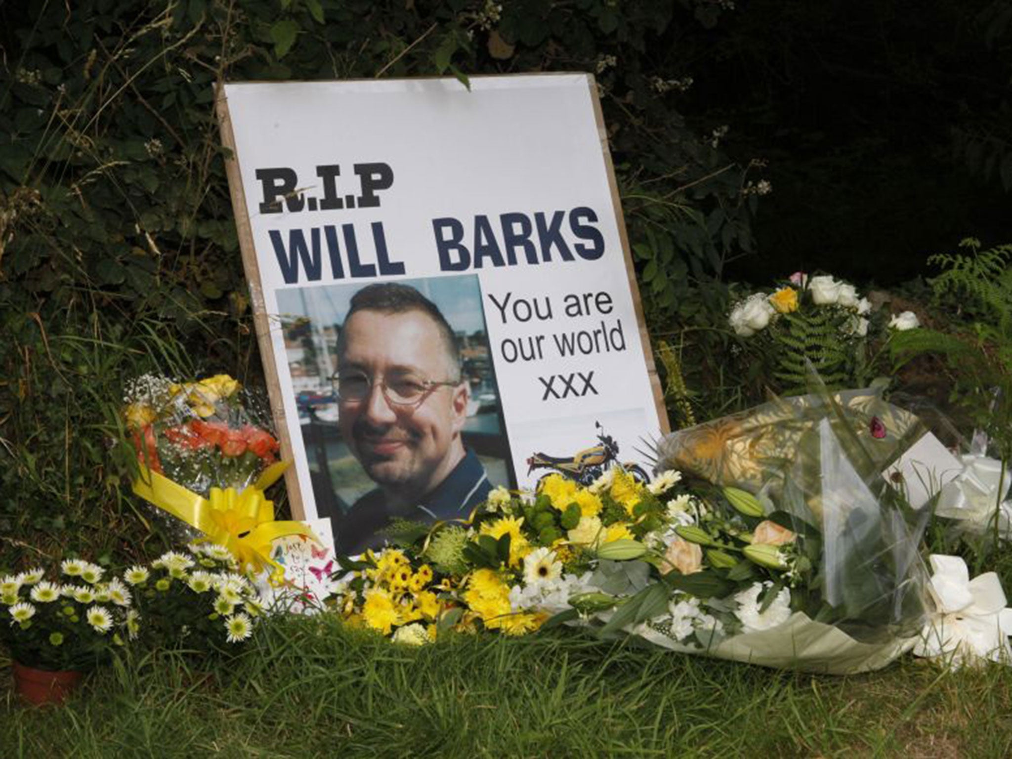 Tributes left for William Barks, 51, who is thought to have died in the huge explosion at Wood Treatment Limited plant