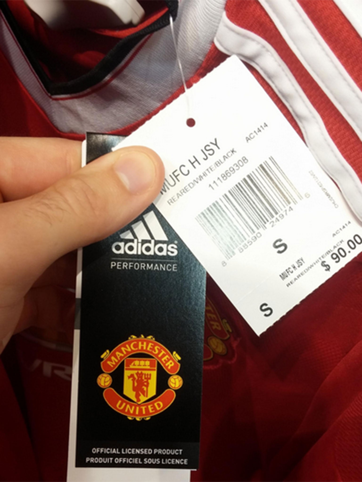 Images of price tag of Manchester United's new kit, put on sale accidentally in the US