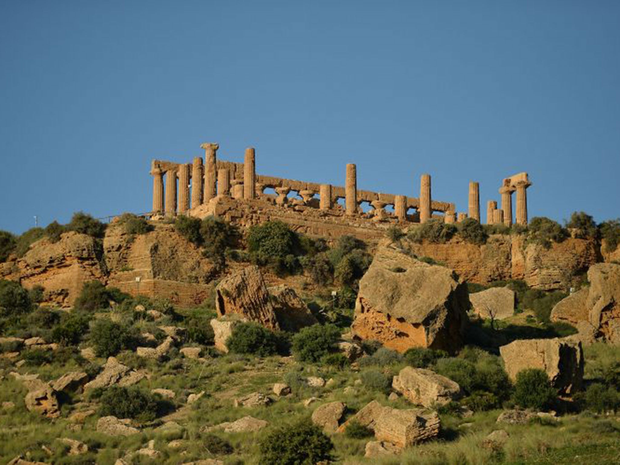 General view of Temple of Juno in the Valle dei Templi Park of Agrigento