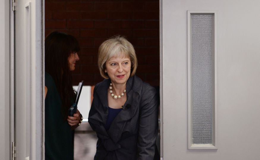 Home Secretary Theresa May arrives at Brixton Recreation Centre in south London (PA)