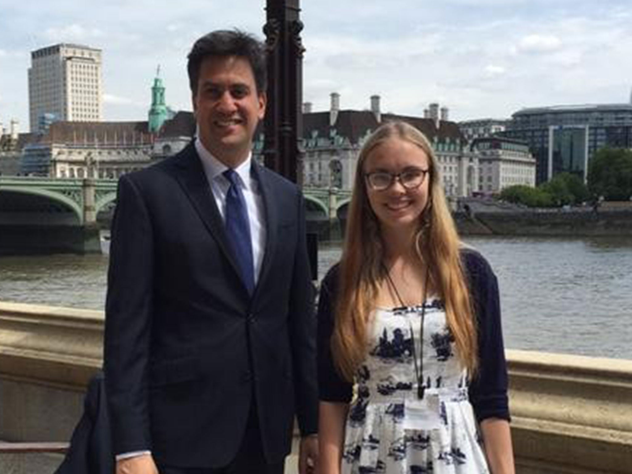 Abby Tomlinson with Ed Miliband