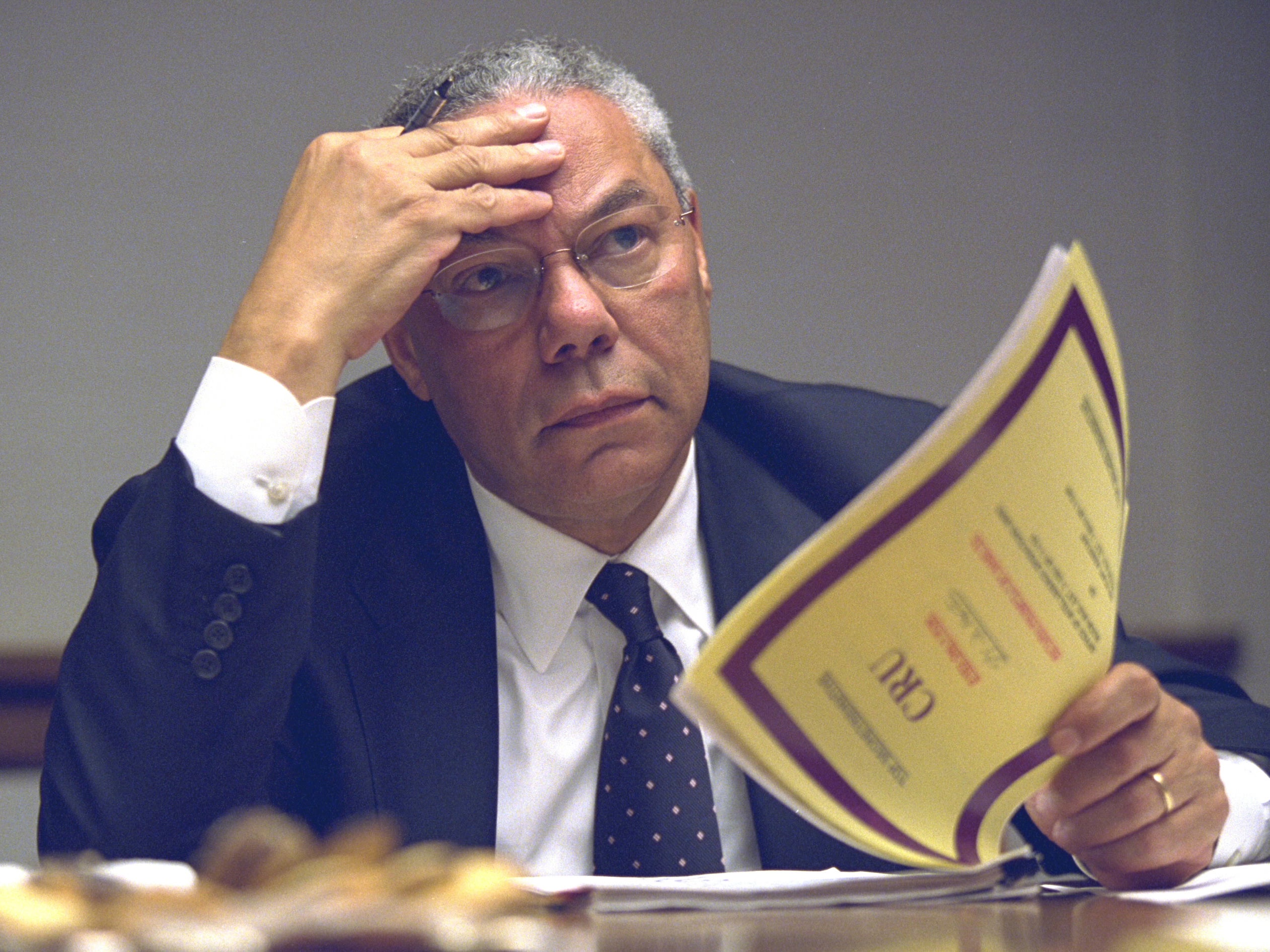 Former Secretary of State Colin Powell photographed in the emergency bunker