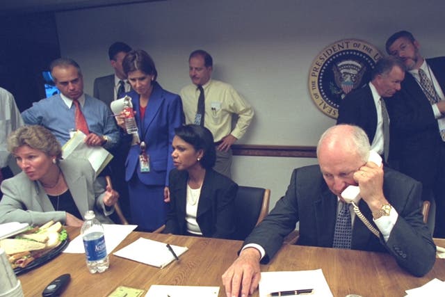 Senior White House staff in the Emergency Operations Centre following the 9/11 attacks