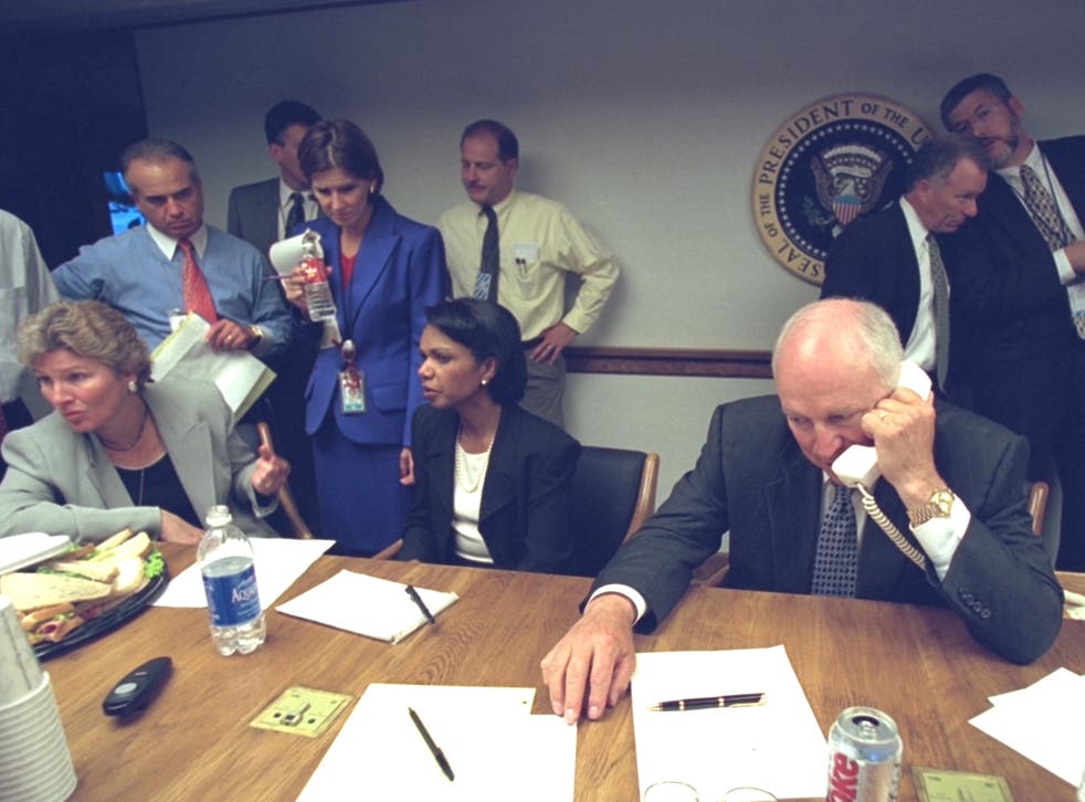 Senior White House staff in the Emergency Operations Centre following the 9/11 attacks