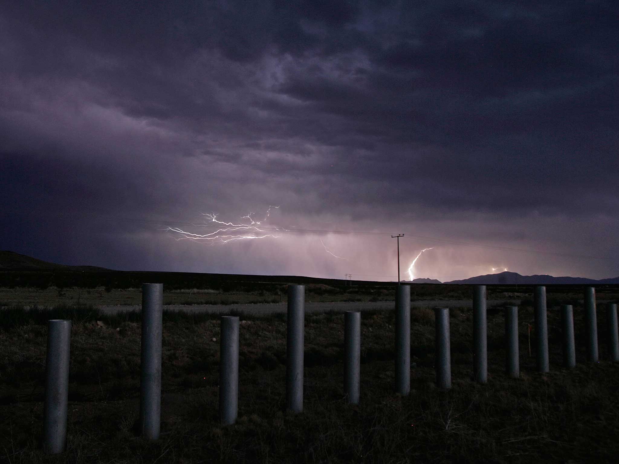 Lightning runs across the skies of Mexico, near the US border