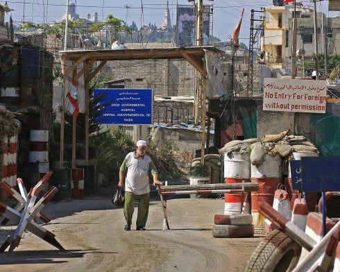 A checkpoint at the Ain al-Hilweh refugee camp in Lebanon