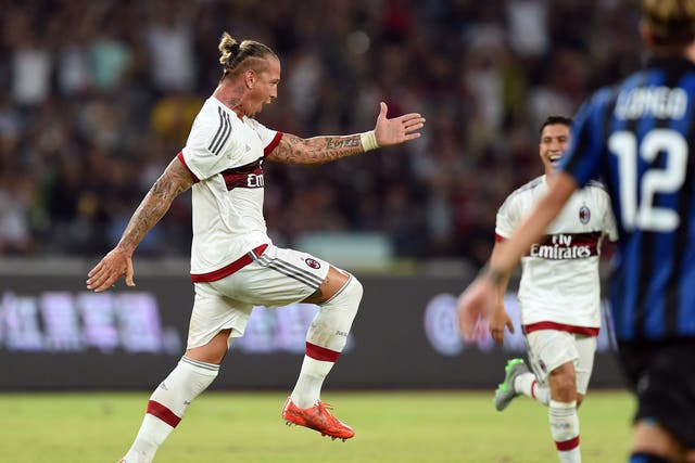 Philippe Mexes reacts after scoring a wonder-goal against Inter
