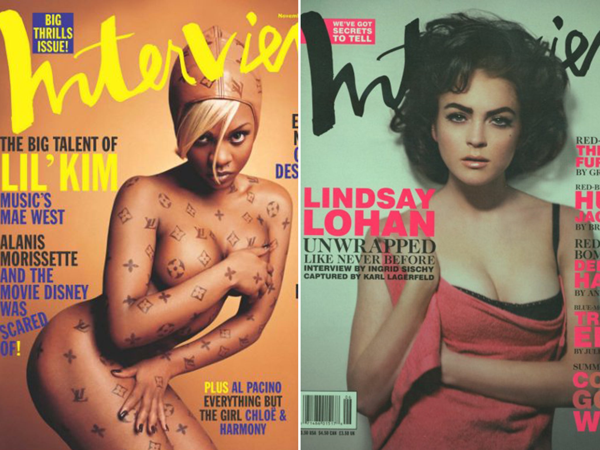 Two of Ingrid Sischy's covers for Interview, wheres she was editor-in-chief