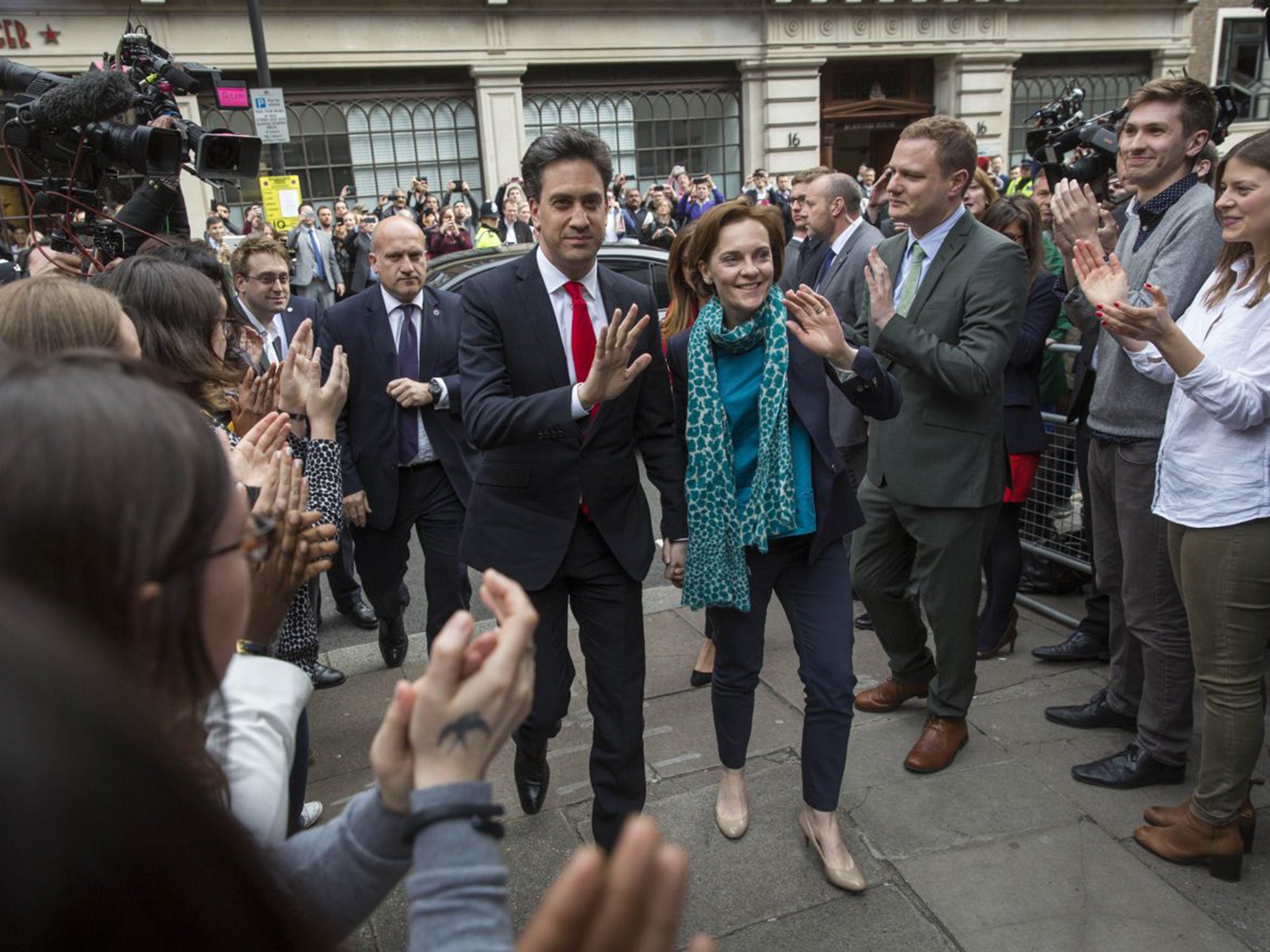 The Milibands arriving at Labour headquarters on 8 May, the day after the party lost the election