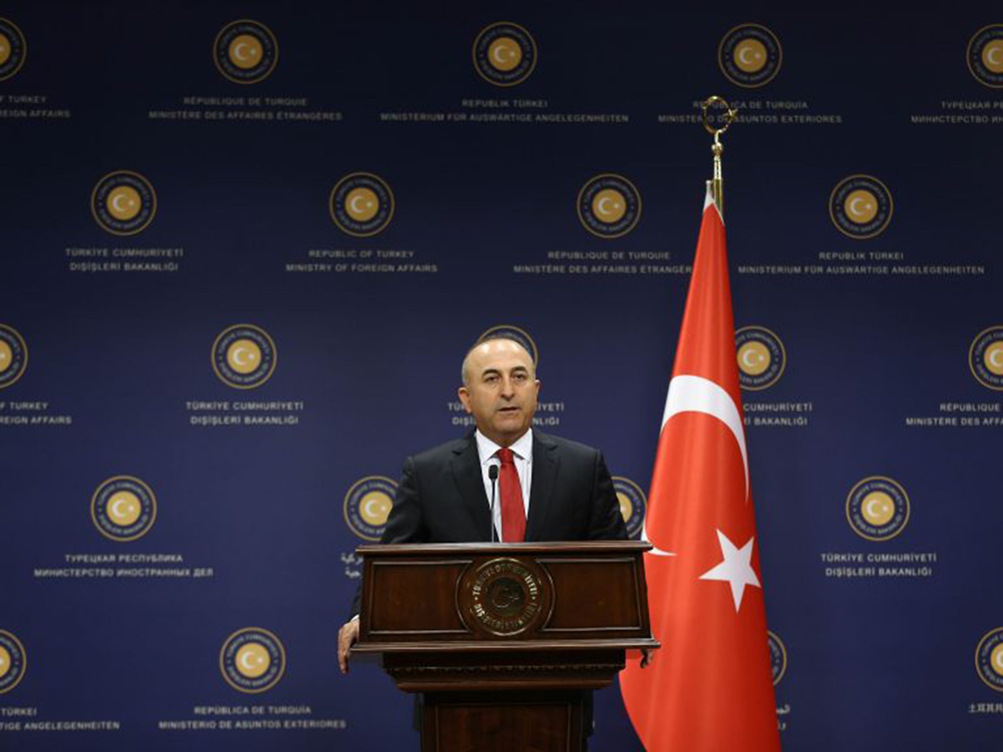 Turkish Foreign Minister Mevlut Cavusoglu said that once swathes of northern Syria are cleared of Isis fighters, “safe zones will be formed naturally” (AFP)