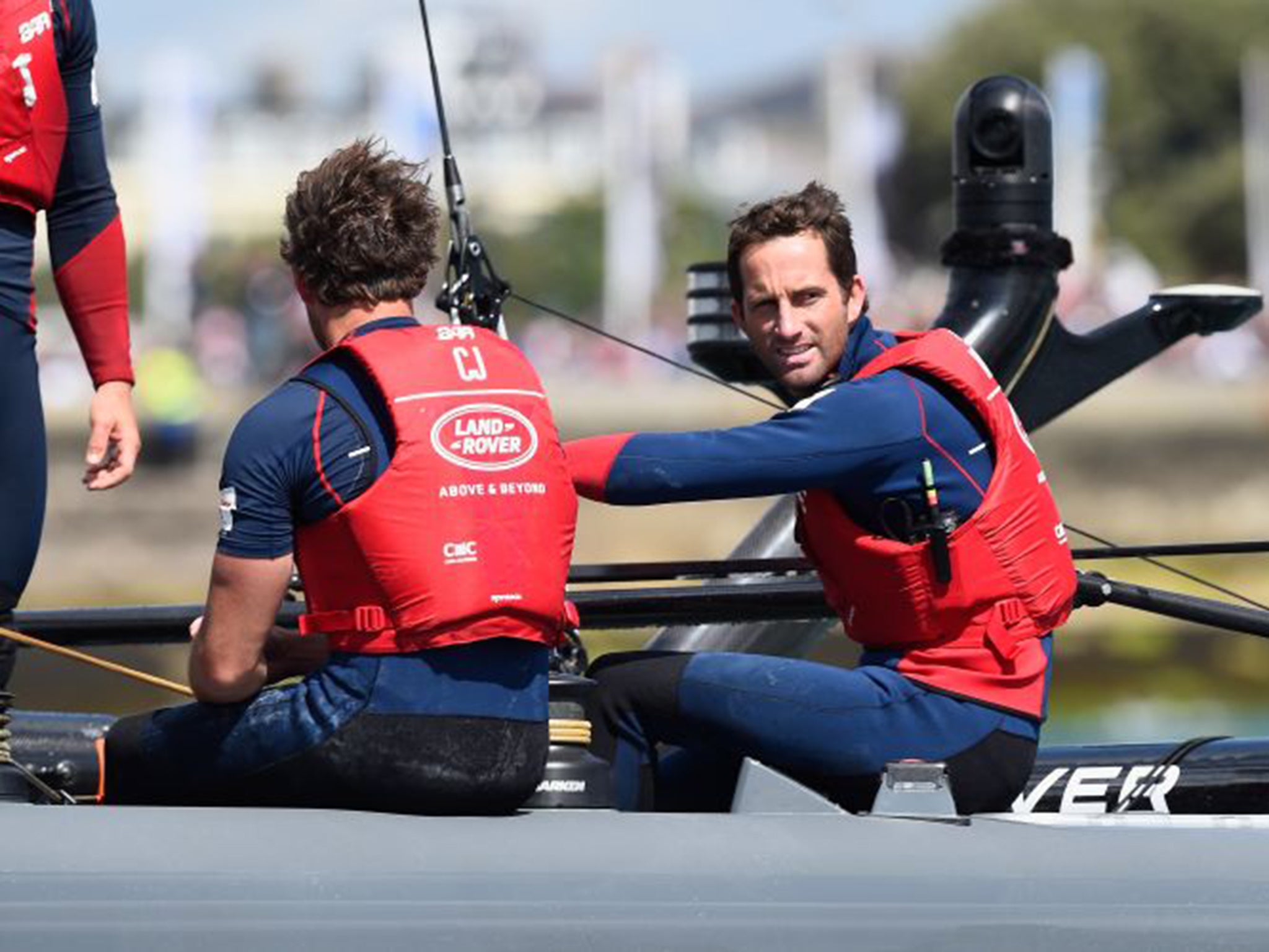 Sir Ben Ainslie skippered the Land Rover BAR catamaran in Saturday’s first race in Southsea for the America’s Cup