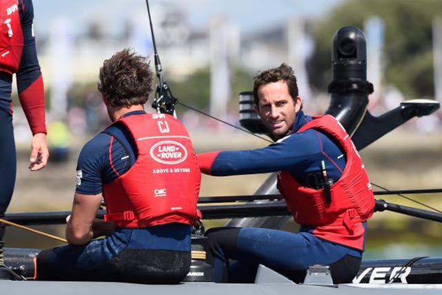 Sir Ben Ainslie skippered the Land Rover BAR catamaran in Saturday’s first race in Southsea for the America’s Cup 