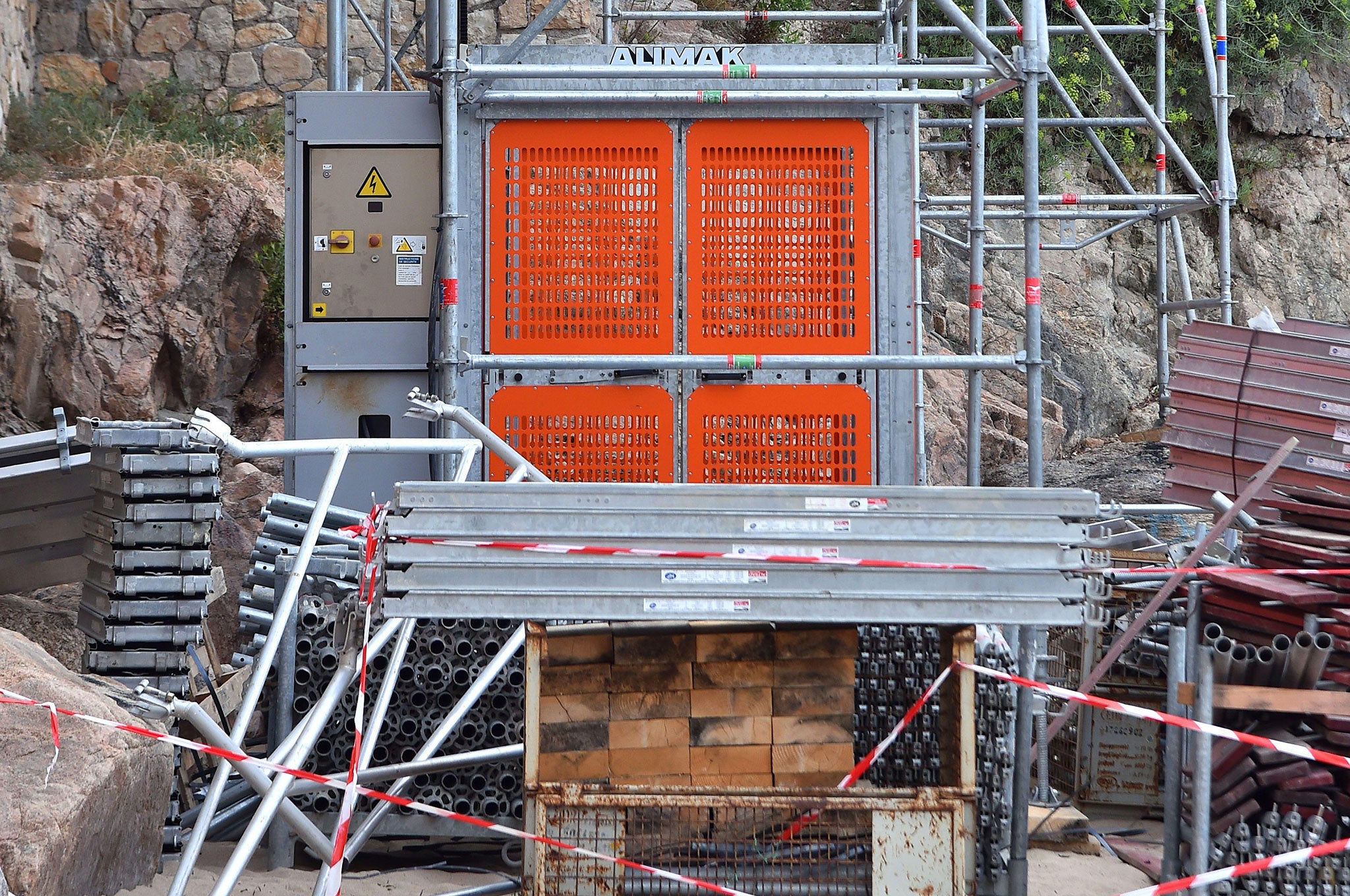 The lift in construction on the beach in the French Riviera