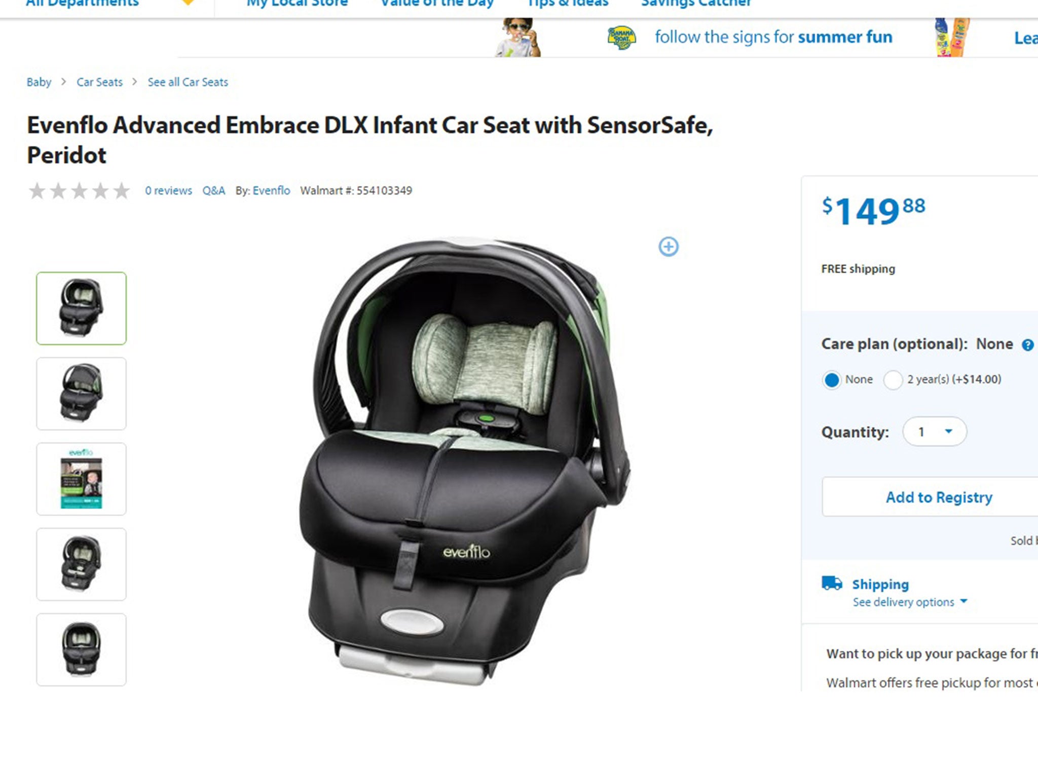 Walmart is selling baby seats with sensors which alert parents when they leave a child behind